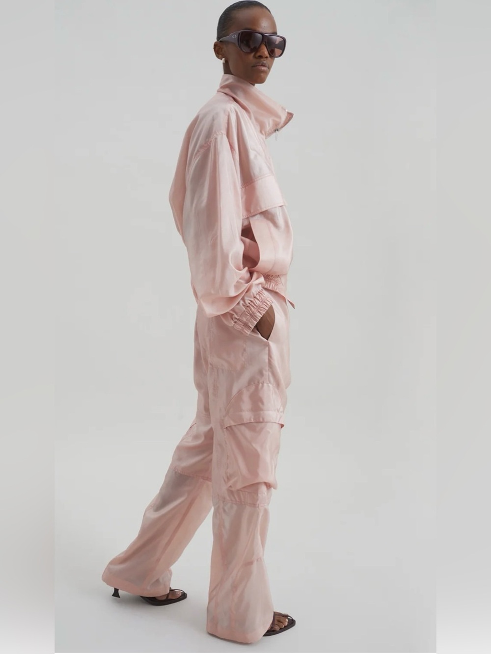 The Frankie Shop KELLY SHEER CARGO PANTS size S PINK